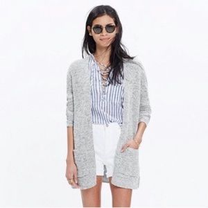 Madewell Postscript Marled Gray Open Cardigan